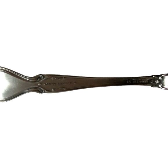 Vintage 70s Lyons Queen Fancy Sugar Spoon Stainless Steel 6" Satin Black Accent - Picture 6 of 12